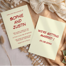 Convites Casamento Elegante Minimalista com Letra Vermelha