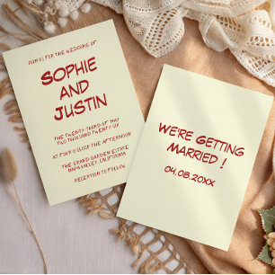 Convites Casamento Elegante Minimalista com Letra Vermelha