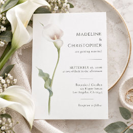 Convites Casamento Elegante Minimalista com Lírio Branco