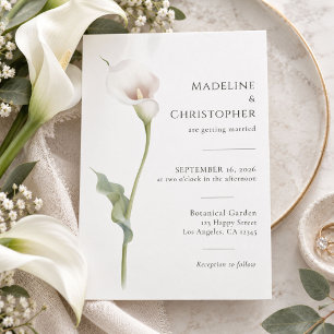 Convites Casamento Elegante Minimalista com Lírio Branco