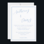 Convites Casamento Elegante Minimalista de Borda Azul<br><div class="desc">Convite para Casamento de Fronteira Azul Mínima Elegante</div>