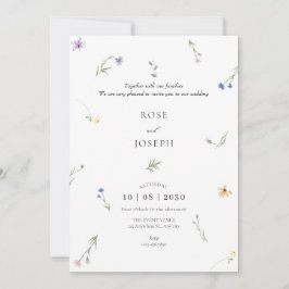 Convites Casamento elegante minimalista de flores selvagens