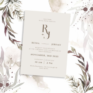 Convites Casamento Elegante Minimalista de Ivory White