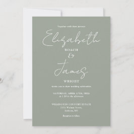 Convites Casamento Elegante Minimalista de Sage Green