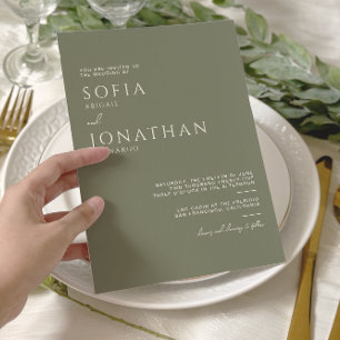 Convites Casamento Elegante Minimalista do Green Sage