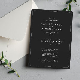Convites Casamento elegante minimalista em preto e branco