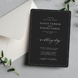 Convites Casamento elegante minimalista em preto e branco