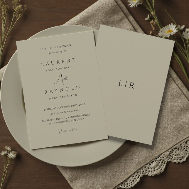 Convites Casamento Elegante Minimalista Moderno Bege (Criador carregado)