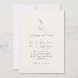 Convites Casamento Elegante Minimalista Monograma Verde Sag