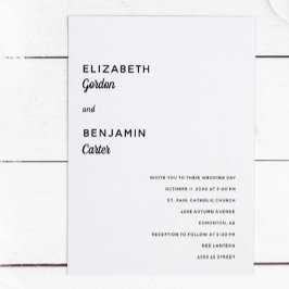 Convites Casamento Elegante Minimalista Simples Tipografia 