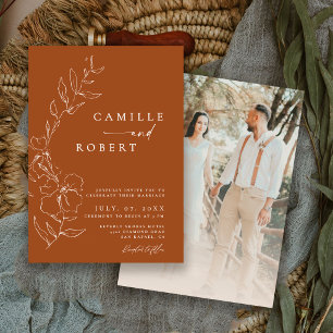Convites Casamento Elegante Minimalista Terra Cotta Calliog