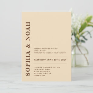 Convites Casamento Elegante Mínimo de Beige Moderno