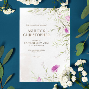 Convites Casamento Elegante Mínimo de Lavanda Selvagem