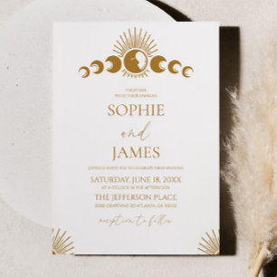 Convites Casamento Elegante Mínimo do Ciclo da Lua Celestia