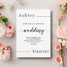 Convites Casamento Elegante Mínimo Negro E Branco Moderno