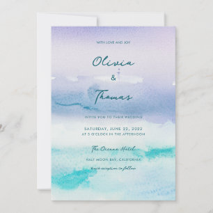 Convites Casamento Elegante Misty Ocean Landscape Boat Beac