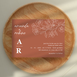 Convites Casamento Elegante Modern Teracota