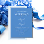 Convites Casamento Elegante Moderno Azul<br><div class="desc">Belo fundo azul de girassol com guião branca. Uma cor adorável para qualquer estação. É impressionante.</div>