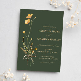 Convites Casamento Elegante Moderno Botânico Verde de Flor