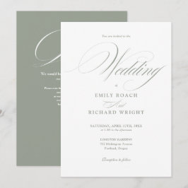 Convites Casamento Elegante Moderno Código QR Verde Sage