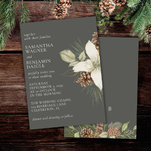 Convites Casamento Elegante Moderno de Inverno em Pedra Cin