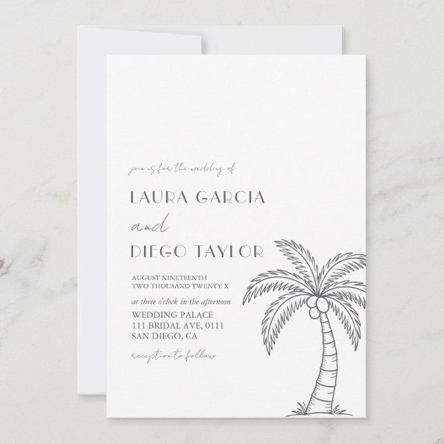 Convites Casamento Elegante Moderno de Palma (Frente)
