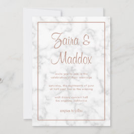 Convites Casamento Elegante Moderno de Script Dourado Marbl