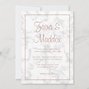 Convites Casamento Elegante Moderno de Script Dourado Marbl