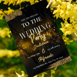 Convites Casamento Elegante Moderno Dourado Negro Fotocentr