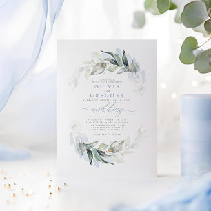 Convites Casamento Elegante Moderno e Azul Verde