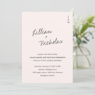 Convites Casamento Elegante Moderno e Rosa Lillian