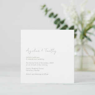 Convites Casamento Elegante Moderno e Verde de Sage Mínimo