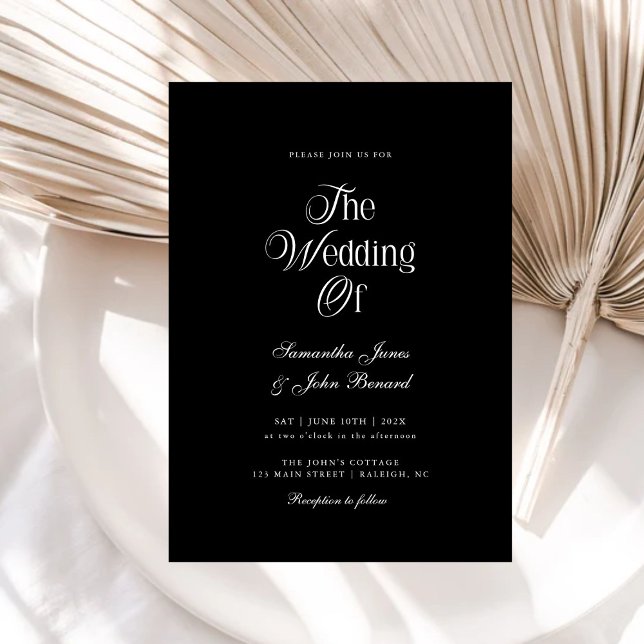 Convites Casamento Elegante Moderno em Preto  (Criador carregado)