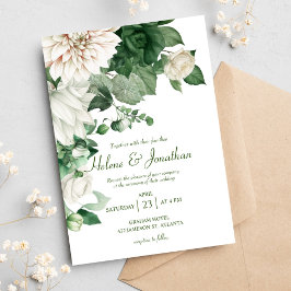 Convites Casamento Elegante Moderno Emerald Verde Botânico