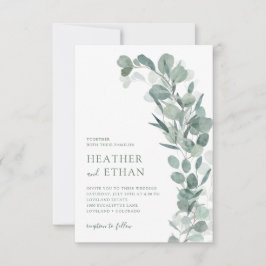 Convites Casamento Elegante Moderno Eucalyptus Greenery