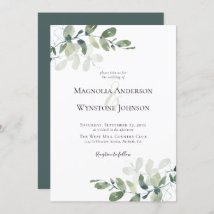 Convites Casamento Elegante Moderno Eucalyptus Greenery