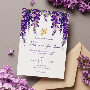 Convites Casamento Elegante Moderno Floral lavanda Roxo
