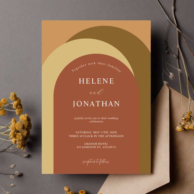 Convites Casamento Elegante Moderno Minimalista Terracotta (Terracotta Minimalist Modern Elegant Wedding Invitation)