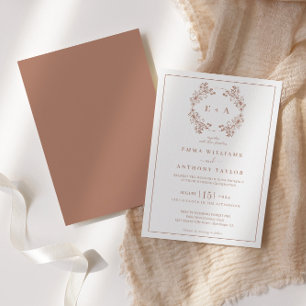 Convites Casamento Elegante Monograma Terracota