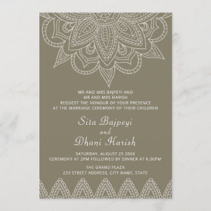 Convites Casamento Elegante Na moda Verde Indígena Mehndi H
