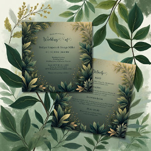 Convites casamento elegante na natureza verde escuro tudo e