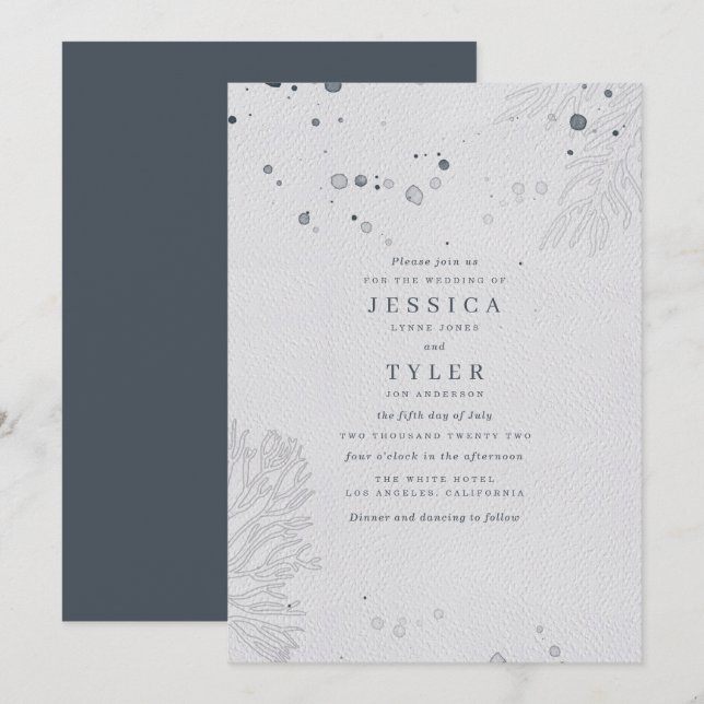 Convites Casamento Elegante na Praia (Frente/Verso)