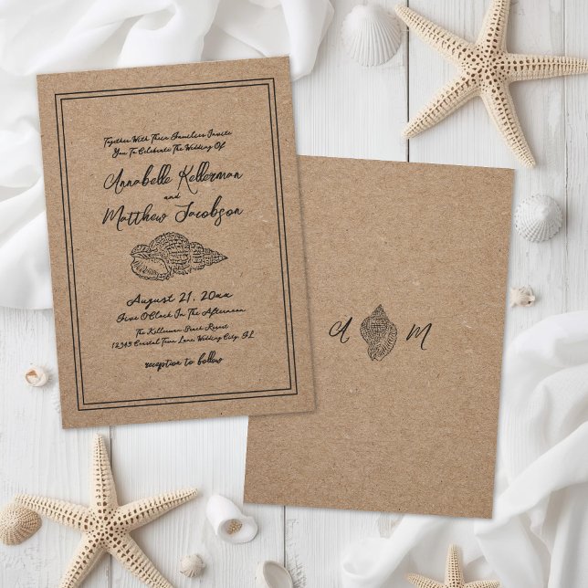 Convites Casamento Elegante na Praia (Elegant Beach Wedding Invitation)