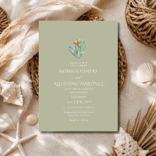Convites Casamento Elegante na Praia com Ave do Paraíso Tro