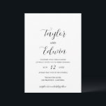 Convites Casamento Elegante Negro Branco Contemporâneo Mode<br><div class="desc">Convites de casamento brancos e negros contemporâneos com um layout simples e minimalista com seus nomes em um roteiro elegante de caligrafia e seus detalhes de casamento em um formato moderno.</div>
