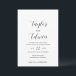 Convites Casamento Elegante Negro Branco Contemporâneo Mode<br><div class="desc">Convites de casamento brancos e negros contemporâneos com um layout simples e minimalista com seus nomes em um roteiro elegante de caligrafia e seus detalhes de casamento em um formato moderno.</div>