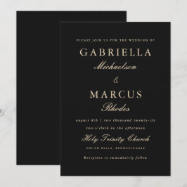 Convites Casamento Elegante Negro Clássico