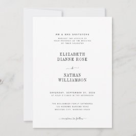 Convites Casamento Elegante Negro e Branco Minimalista