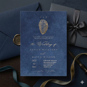 Convites Casamento Elegante no Oceano Azul-Marinho