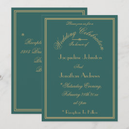 Convites Casamento Elegante Nomes Personalizados Chic Verde